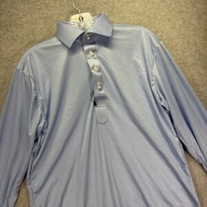 Collars & Co Dress Collar Polo Shirt Mens Small Blue Houndstooth Performance